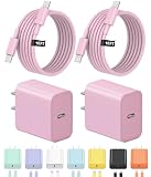10FT iPhone 17 16 15 Charger Fast Charging USB C Charger Block Type C Chagrer Fast Charging 2-Pack for iPhone 17/17 Plus/17 Pro/17 Pro Max/iPhone 16/16 Plus/16 Pro/16 Pro Max/15/15 Pro Max(Pink)