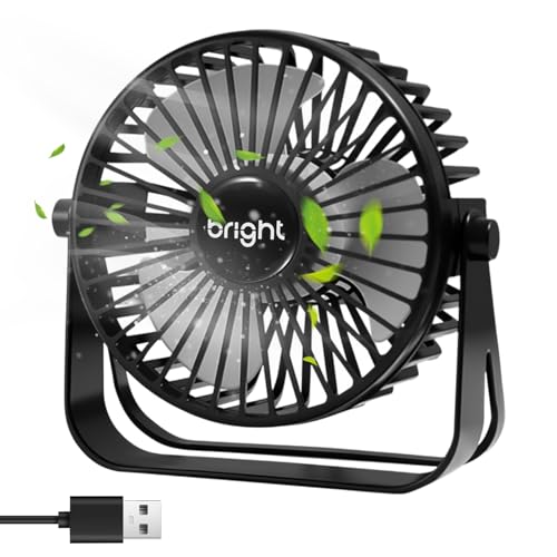Vexnaro Mini Ventilador de mesa USB, 3 Velocidades, 360 Grados Rotation, con Cable USB de 1,2 m, Rejilla Extraíble, Ventilador Portátil Silencioso para Hogar, Oficina, Camping y Viaje (Negro)