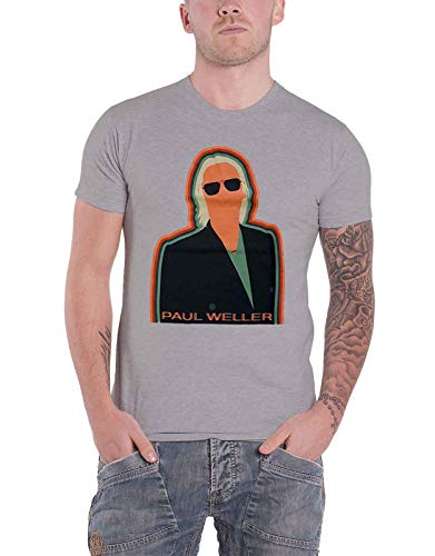 Image of Paul Weller T Shirt Illustration Key Lines Logo Official Mens Grey S