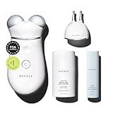 NuFACE Trinity+ Microcurrent Facial Device + Effective Lip & Eye Attachment - FDA Cleared Skin Tightening & Face Toning Device for Targeted Treatment + Microcurrent Gel Activator, & Silk Crème