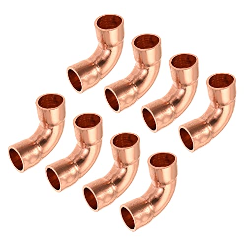 MECCANIXITY 90 Degrees Elbow Copper Pipe Fitting Brazing Connection 1/4 Inch ID for HVAC Cooling Equipment, Pack of 8 by MECCANIXITY - Used condition - US$8.18