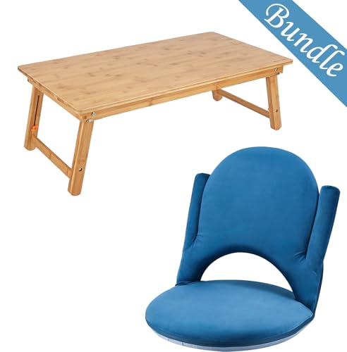 Floor Chair with Adjustable Back Support Armrests and 33.5inch Floor Table Nnewvante