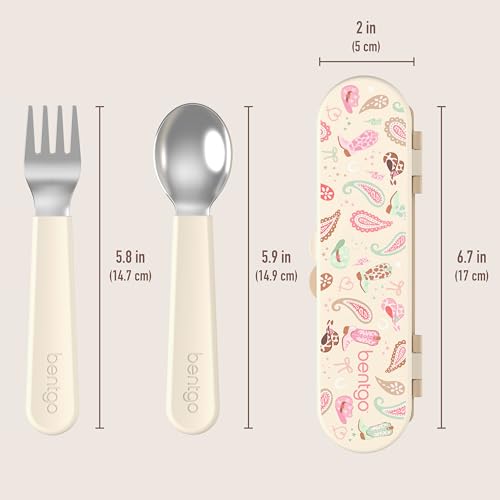 Bentgo Kids Stainless Steel Utensil Set - Reusable Fork, Spoon & Storage Case, PFAS- & BPA-Free, Easy-Grip Handles, Lightweight, Dishwasher Safe, School Lunch, Travel & Outdoors (NEW Cowgirl Dreams) by Bentgo - Used condition - Image 5