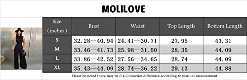 Molilove Women\'s 2 Piece Outfits Sexy Sleeveless Jumpsuit Two Piece Pants Set Women 2 Piece Outfit Womens Two Piece Outfits