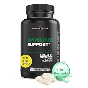 Livingood Daily Immune Support Supplement, 120 Vegetarian Capsules – Gut Health, Intestinal Cleansing, & Antioxidant Immunity Supplement for Adults – Non-GMO, Vegan, Gluten-Free, & Allergen-Free