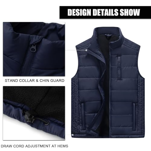Image of Msmsse Men's Outerwear Vests Winter Quilted Padded Vest Gilet Stand Collar Warm Puffer Vest