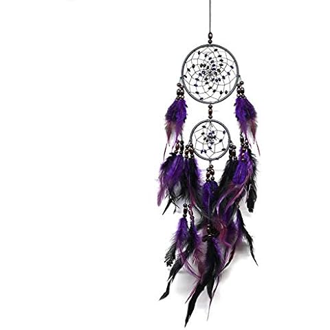 smileyshy Dreamcatcher,Purple feather pure dream catcher, door and window pendant car interior home decoration, diameter 7.5 cm, length 63-43 cm Cover