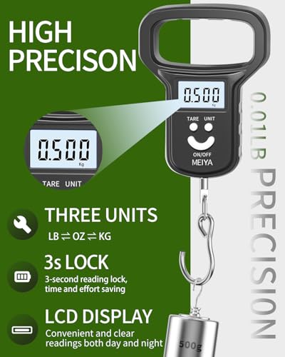 image for MEIYA Fish Scale/Fishing Scale: Dual Power (Battery/Rechargeable), Ext