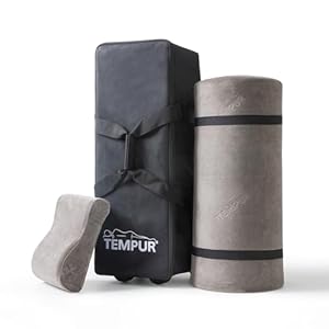 TEMPUR Reiseset 3-teilig mit praktischem Trolley, Reise-Nackenkissen sowie Reisematratze für Unterwegs, 5,5 kg, Anthrazit