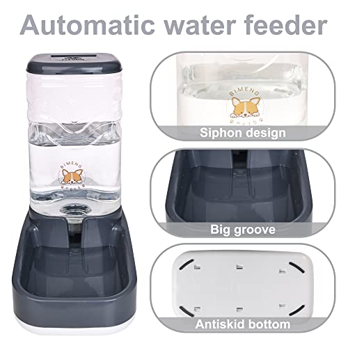 Automatic Cat Feeder, Gravity Food and Water Dispenser Bowl Set for Small Medium Dogs Animals, Pet Feeder Dispenser Storage Food, 3.8L Large Capacity, Gray - Image 5