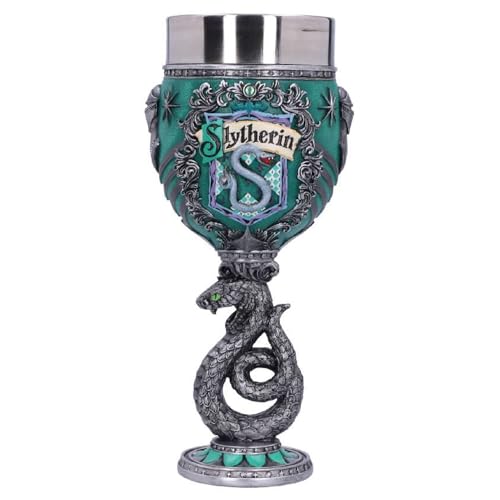 Nemesis Now Harry Potter Slytherin Hogwarts House Collectaible Goblet, zielony srebrny, 19,5 cm