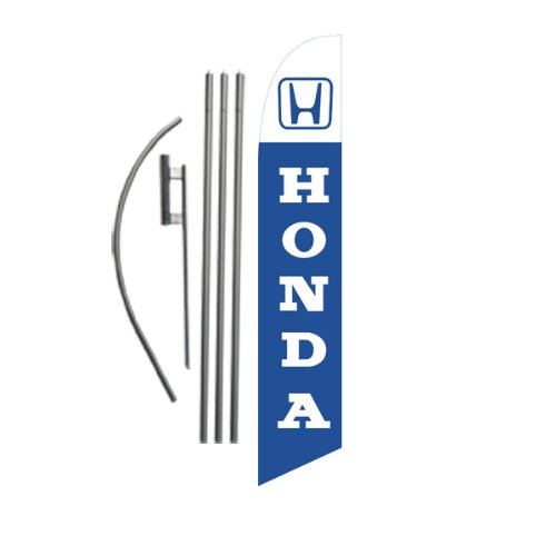 Auto Dealership Advertising Feather Banner Swooper Flag Sign (Compatible with Honda Carlots) with Flag Pole Kit and Ground Stake