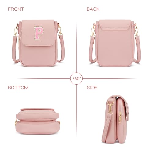 Image of Gift for Girls Small Initial Crossbody Bag for Teens Vegan Leather Cell Phone Kids Purse