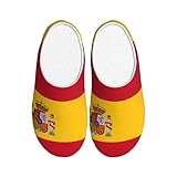 KPXXAQT Pantuflas unisex con estampado de bandera de España para adultos, antibolitas, lavables, para invitados y uso diario