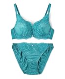 [ノーザリー] インナーセット 【フィットシリーズ 谷間メイク】 カシュクールレースモールド ブラジャー＆ショーツSet B～Fカップ ターコイズ D65
