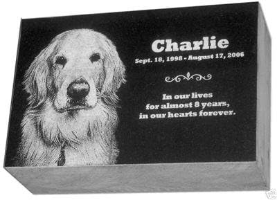 Personalized Custom Engraved Granite Pet Memorial by Eric @ StoneArtUSA / Marker Gravestone Garden Stone Monument Markers Memorials Laser Etched w/ Photo Dog Cat Horse Pets 12x8x4