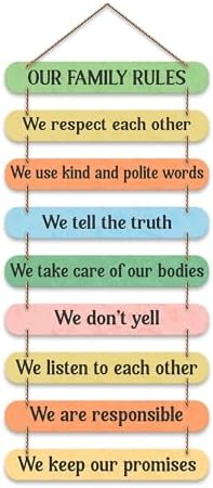 Artvibes Our Family Rules Quotes Wooden Wall Hanger for Home Decor | Quotes Decor Item | Wall Accents | Gift Items | Wall Illustrations | Modern Artworks Hangings | Mdf Wall Decoration (WH_9320N)