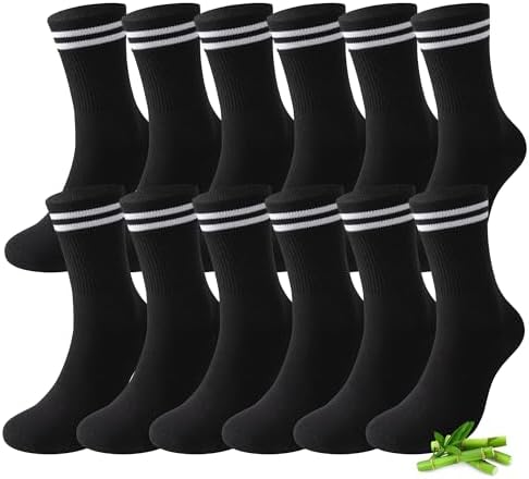FALARY 6/12 Paar Bambus Tennissocken Herren Damen Socken Sportsocken | Weich,Atmungsaktiv,Ohne Naht Anti-Blasen,Anti-Schweiß