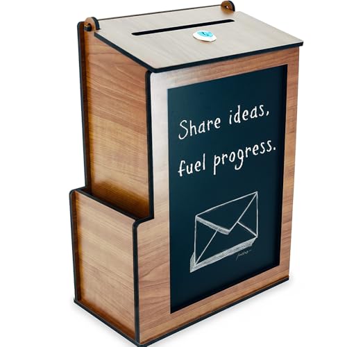 SHUMEI Wooden Suggestion Box with Lock, Donation and Tip Box for Events