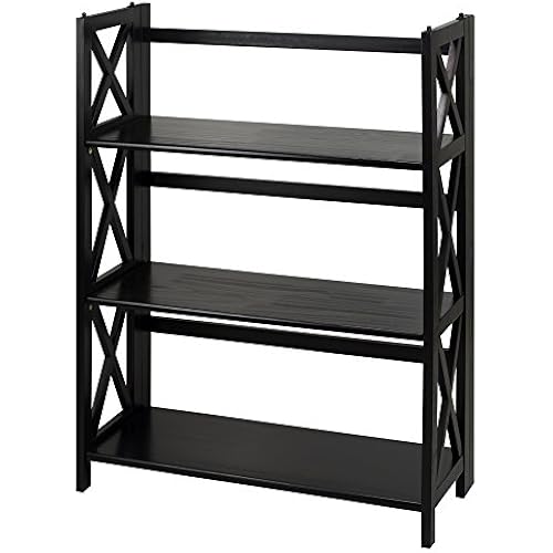 Casual Home Montego 3-Shelf Folding Bookcase, Black