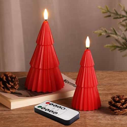 Girimax Rote Weihnachtsbaumkerzen mit Fernbedienung, flackernde,...
