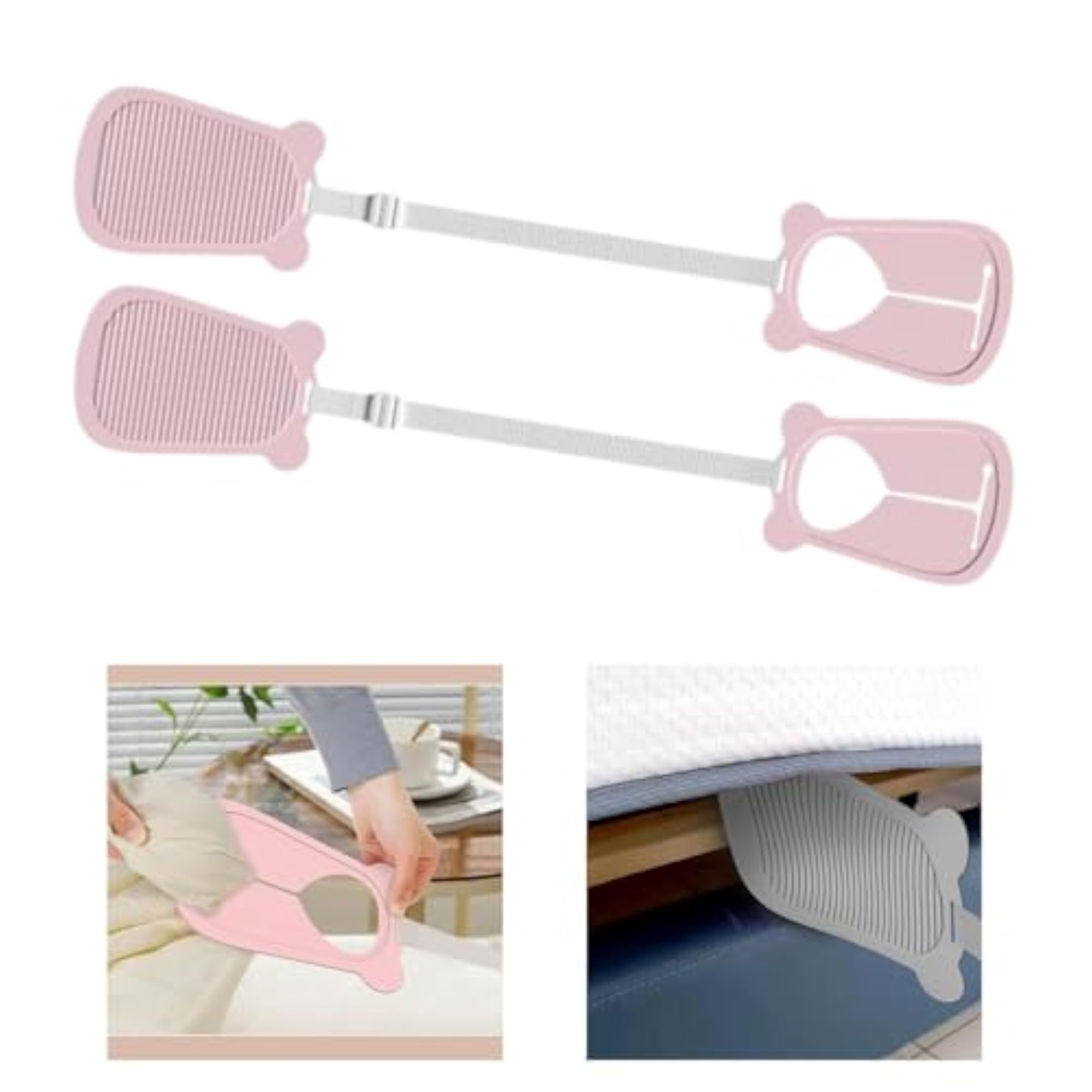 2Pcs Bed Sheet Fasteners, Anti-Slip Straps, Pink