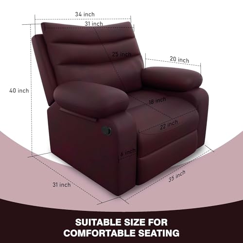Image of Amazon Brand - Solimo Lotus Single Seater | Premium Leatherette | Manual Recliner | Maroon
