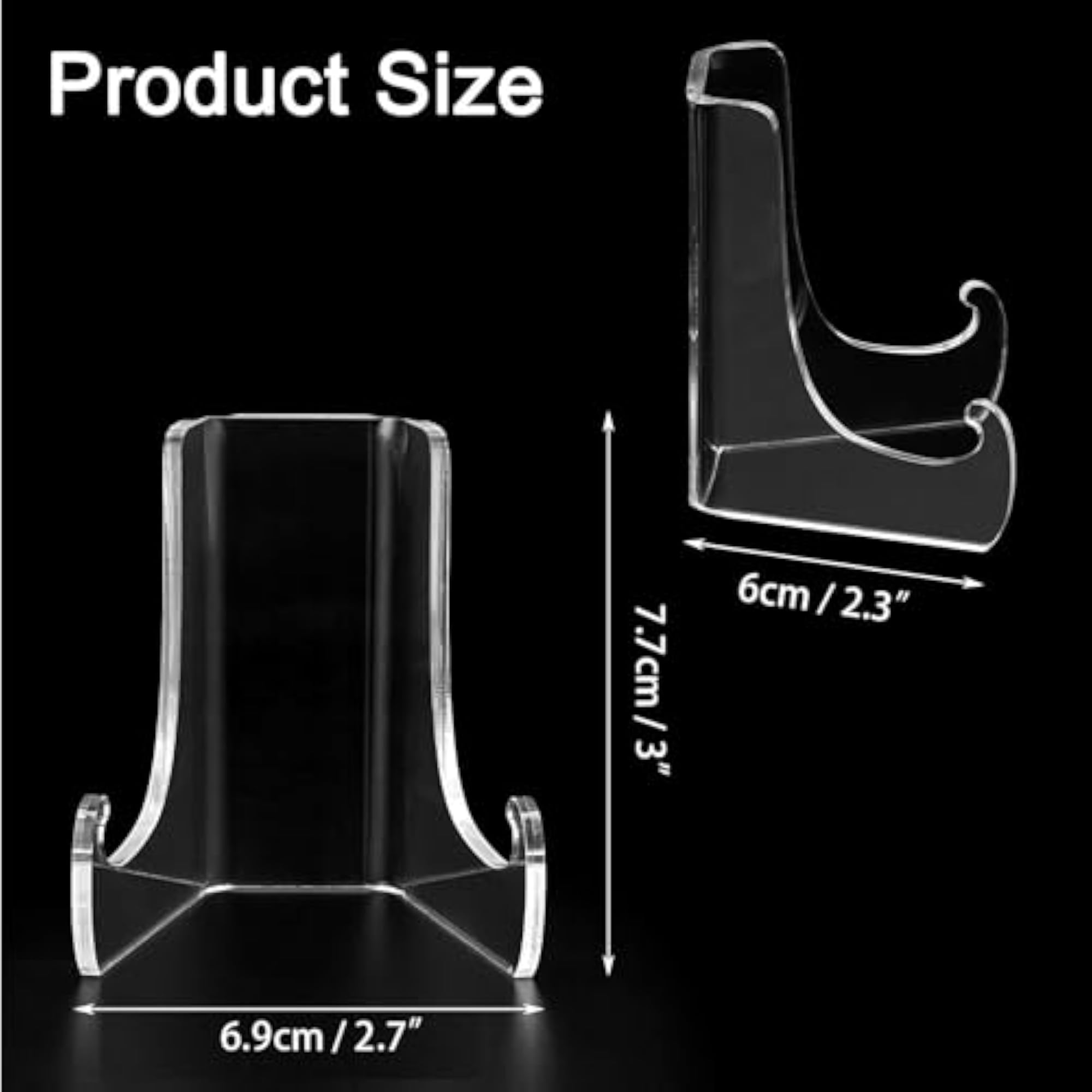 Acrylic Clear Display Easel Stand for Tabletop, Deep Support Shelves
