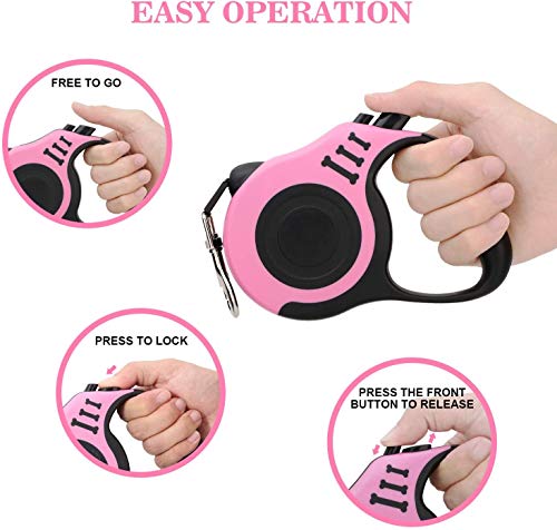 Retractable Dog Leash, Pet Walking Leash with Anti-Slip Handle, Strong Nylon Tape, Tangle-Free, One-Handed One Button… - Image 4
