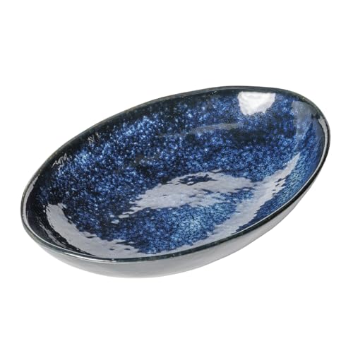 Mino Ware YMG-001-456 Curry Plate, Oval Pasta Plate, Approx. 9.4