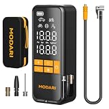 MODARI Tire Inflator Portable Air Compressor - 160 PSI Portable Tire Inflator for Car, Auto Shut-Off, Cordless Tire Inflators with Gauge for Car, Pickup, Bike and More, Black (Yellow Black)