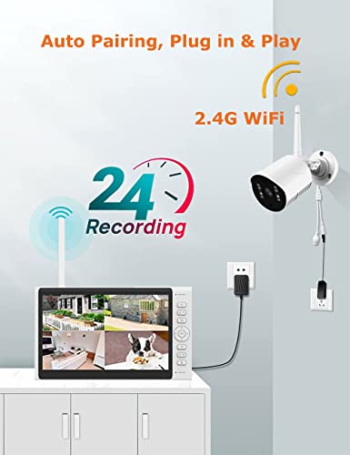 Loyalty-Secu 2Ch Wifi Home Surveillance Nvr Kits Wireless Security Camera System With 7 Inch Ultra-Thin Monitor & Nvr, 2Pcs 2Mp Cctv Ip Bullet Cameras #TOP3