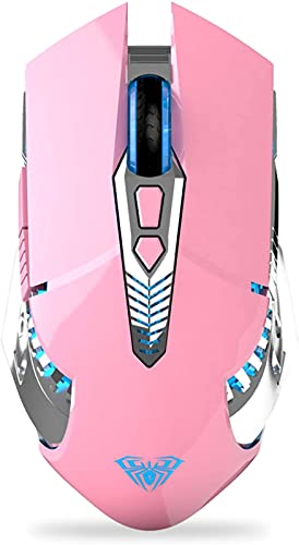 Pink Wireless Mouse, Rechargeable Bluetooth Gaming Mouse Multi Device (3-Mode:bt 5.0/3.0+2.4Ghz) With Side Buttons, Rgb Led Backlit, Usb Cordless Computer Mice For Laptop/Pc/Macbook Pro/Ipad (Pink) #TOP15