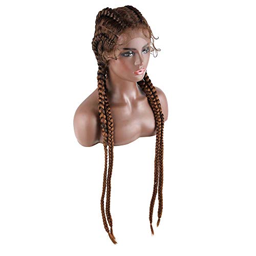 Melody Wignatural Black Ombre 27# Brown Wigs 4X Twist Braided Wig With Baby Hair Synthetic Lace Front Braids Wigs Drag Queen Wigs Party&Cosplay&Daily Wigs Hand-Made Cornrow Braids Hair Wig … … #TOP1