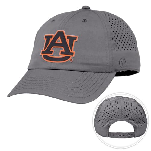Desert Cactus Auburn University Snapback Baseball Hat, AU Tigers Unstructured BreezePro Performance Hat with Adjustable Silicone Strap (Design BP1-Dark Grey)