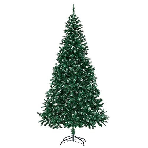 7Ft Premium Spruce Snow Flocked Artificial Holiday Christmas Tree For Home, Office, Party Decoration W/ 1,100 Branch Tips, Easy Assembly, Metal Hinges & Foldable Base (Snow) #TOP1