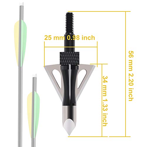 Otw Hunting Broadheads 3 Fixed Blades 100 Grain Archery Broad Heads Archery Broadheads For Small Game Crossbows And Compound Bow Arrows (12 Pack) #TOP1