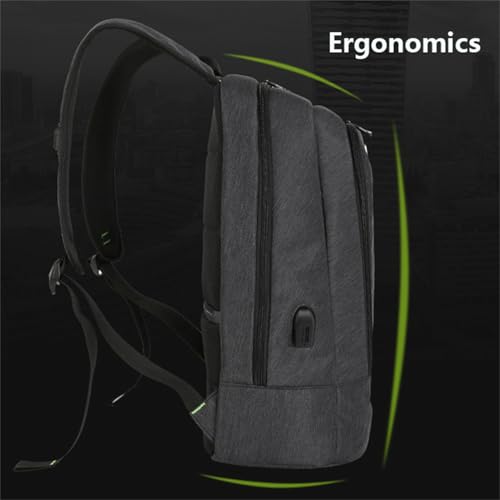 Outdoor Laptop Backpack with Solar Panel Built in, Backpacking Solar Panel Power Bank Waterproof Business Travel Bag with USB (B Black,Large)