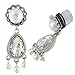 0G Pair of Stainless Steel CZ Dangle Ear Plugs Sparkles Brillantly