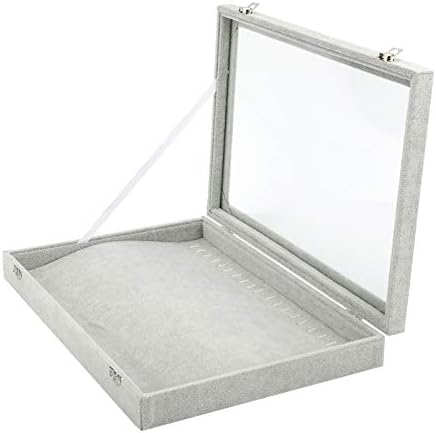 RealPlus 20 Hook Clear Lid Jewelry Tray for Necklaces Jewelry Showcase Display Storage Box for Girls Women