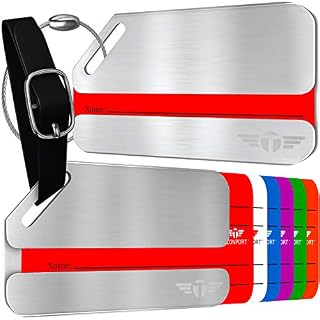 Two Privacy Luggage Tags Stainless Steel Metal ID Bag Tag With Lifetime Never