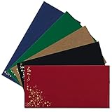 25 sobres con estrellas metalizadas - DIN largo - Juego de 10 sobres en crema, azul y papel kraft - con estrellas en oro