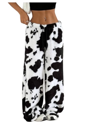 MakeMeChic Women's Fuzzy Pajama Pants Leopard Cheetah Print Teddy