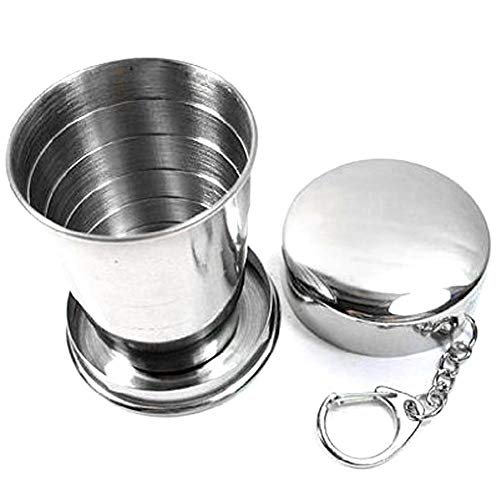Collapsible Stainless Steel Mug 75ML with Metal Telescope Mug with Key Chain