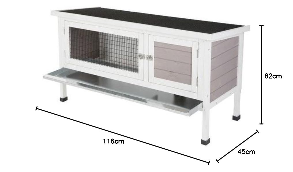 Kerbl Pet domek dla królików, 116 x 45 x 62 cm, biały/szary