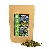 🍛🍲 AMPLIOS USOS: Los frijoles mungo se utilizan como ingrediente tanto en platos salados como dulces. Se pueden consumir en forma de tortitas, bebidas dulces y como brotes, también en combinación con arroz y otras verduras. El tiempo de cocción de los frijoles mungo es de aproximadamente una hora y media y no es necesario remojarlos de antemano. Se combinan mejor con especias como jengibre, comino, cilantro y cúrcuma.