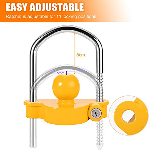image for CZC AUTO Trailer Hitch Lock Universal Tow Ball Coupler Security Kit He