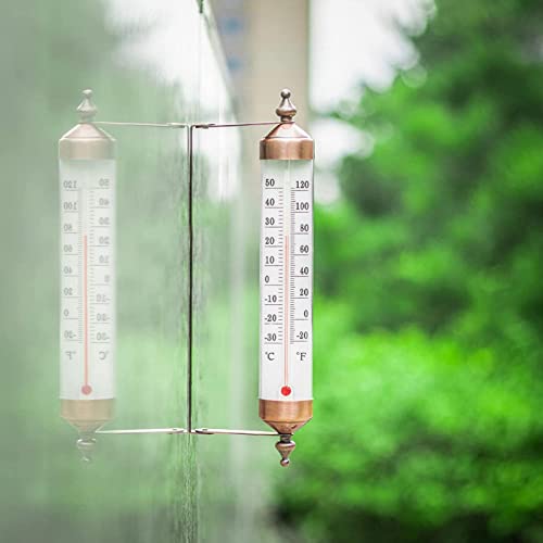 Garden Thermometer - Outdoor Thermometer with Bronze Design | Wall Thermometer for Outdoor Temperature Display, Wall, Greenhouse, Garage, Easy to Hang