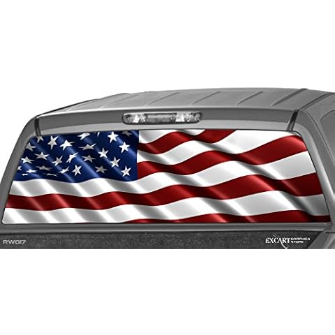 MotorINK American Flag Striped Banner Rear Window Graphic Decal Tint Sticker Truck SUV ute (X-Large 29" x 66") Cover