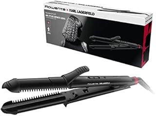 Rowenta Multistyler 3 w 1 Karl Lagerfeld Conica CF451L Multistyler 3 w 1 35 mm: gładka, marszcząca się i zwijana, powłoka ceramiczna, kontrola temperatury do 200°, 2 wbudowane grzebienie,